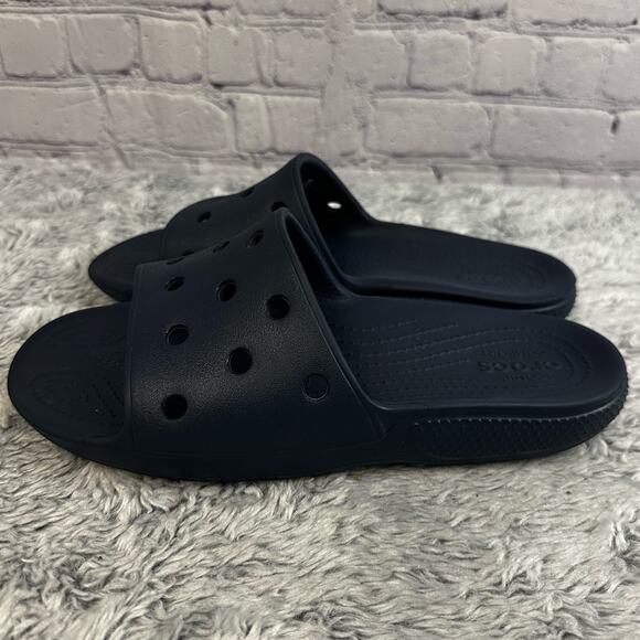 Crocs Iconic Comfort Classic Slide Navy Sandals Unisex Women's 10 Men's 8 - Picture 2 of 8